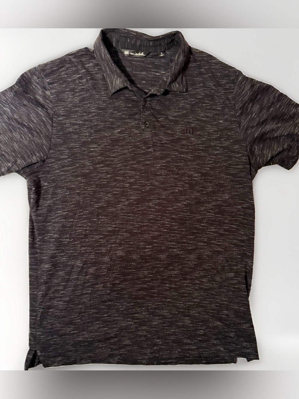 TravisMathew Polo Shirt Men’s XL Black Gray Space Dye Golf Casual